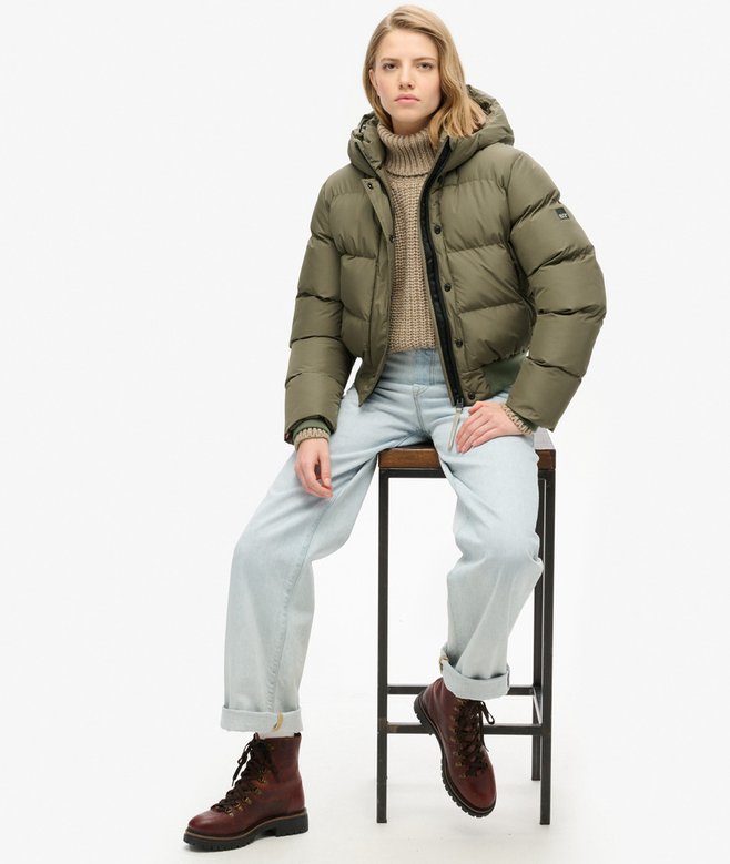 Dam Vinterdunjacka med Huva – Finns i Khaki, Svart & Vit