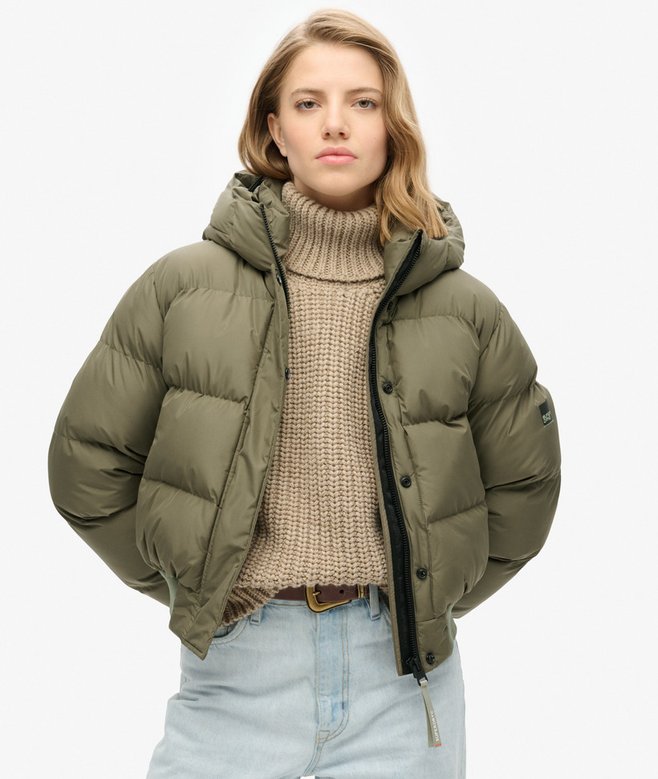Dam Vinterdunjacka med Huva – Finns i Khaki, Svart & Vit